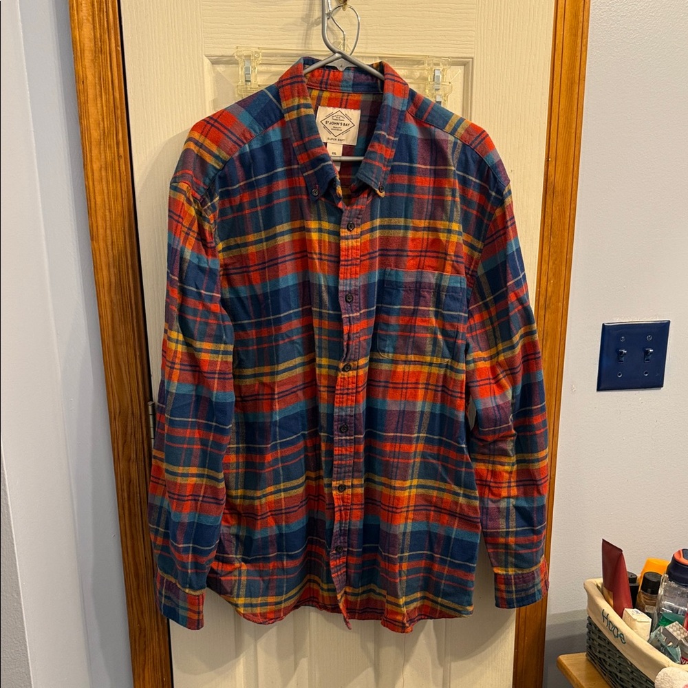 St. John's Bay Multicolor Plaid Casual Button Down Shirt